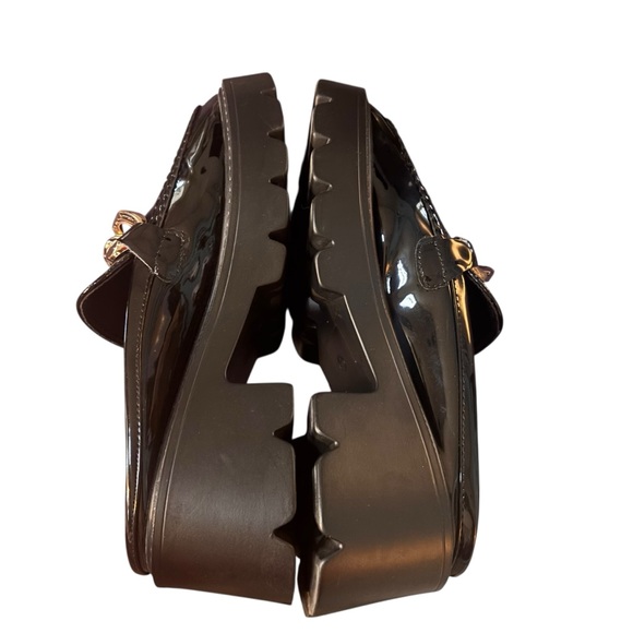 Azalea Wang Peggy Black Vegan Patent Leather Flatform Oxfords – Women’s Sz 10 - Picture 3 of 9